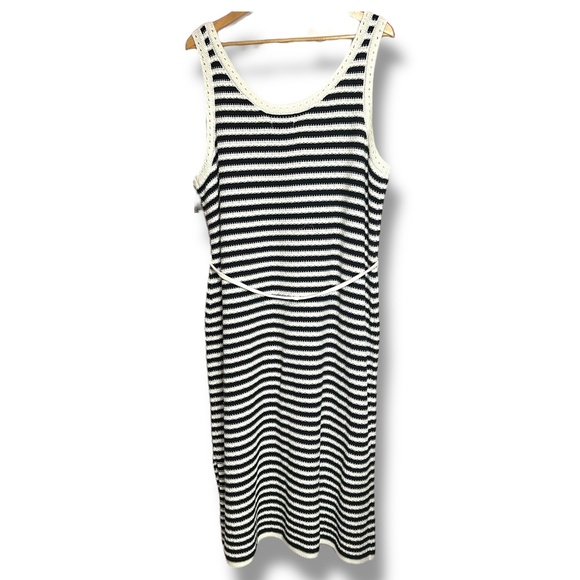 NWOT Nine West Plus Sweater Maxi Dress Sz 3X Black White‎ Striped Sleeveless - Picture 3 of 15